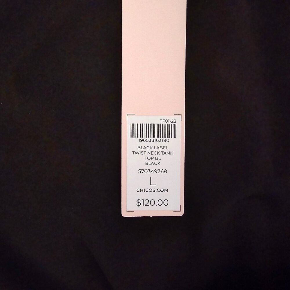 Chico's Black Label Twist Neck Top, Size Large, Black, NWT - Picture 6 of 12